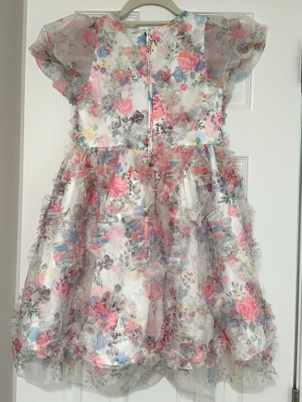 Kensie Girl Floral Ruffled Party Dress - Pink Blue White